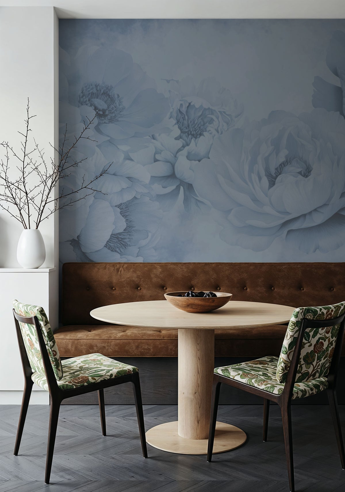 Transcendent Peony, Periwinkle Mural Wallpaper - room preview 03
