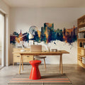 Myrtle Beach South Carolina Skyline Blue & Bronze Mural Wallpaper - room preview 03