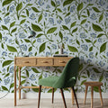 Winter Berries, Ice Blue Mural Wallpaper - room preview 03