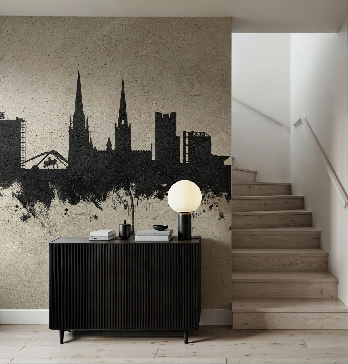 Coventry England Skyline Concrete Mural Wallpaper - room preview 03