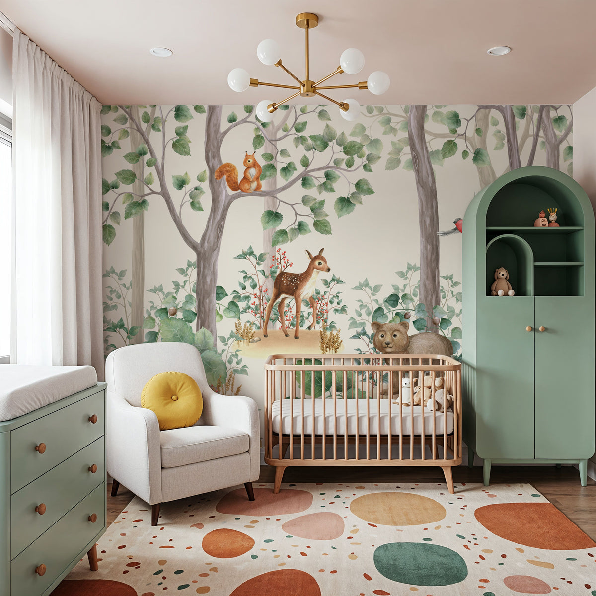Nordic Forest Baby Animals Mural Wallpaper - room preview 03