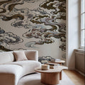 Ukiyo-e Clouds, Browns Mural Wallpaper - room preview 03