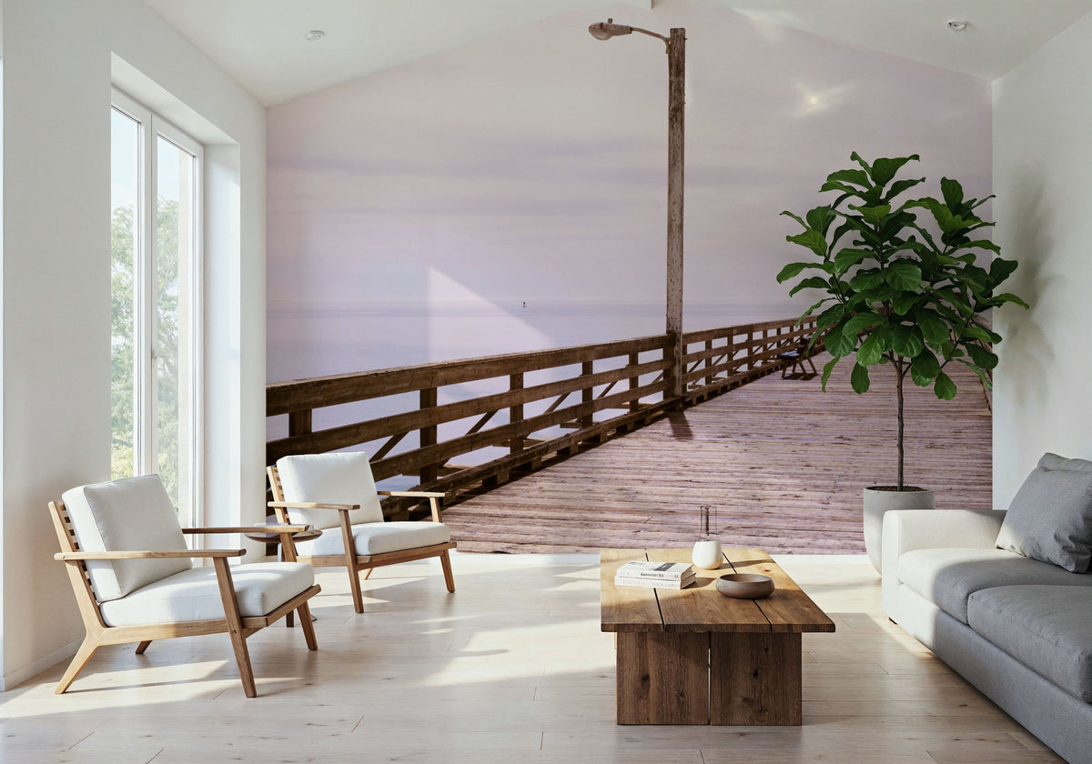 Tranquil Harbor Pier Mural Wallpaper - room preview 03