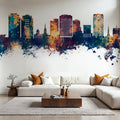 Norfolk Virginia Skyline Blue & Bronze Mural Wallpaper - room preview 03