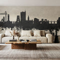 Newport Wales Skyline Concrete Mural Wallpaper - room preview 03