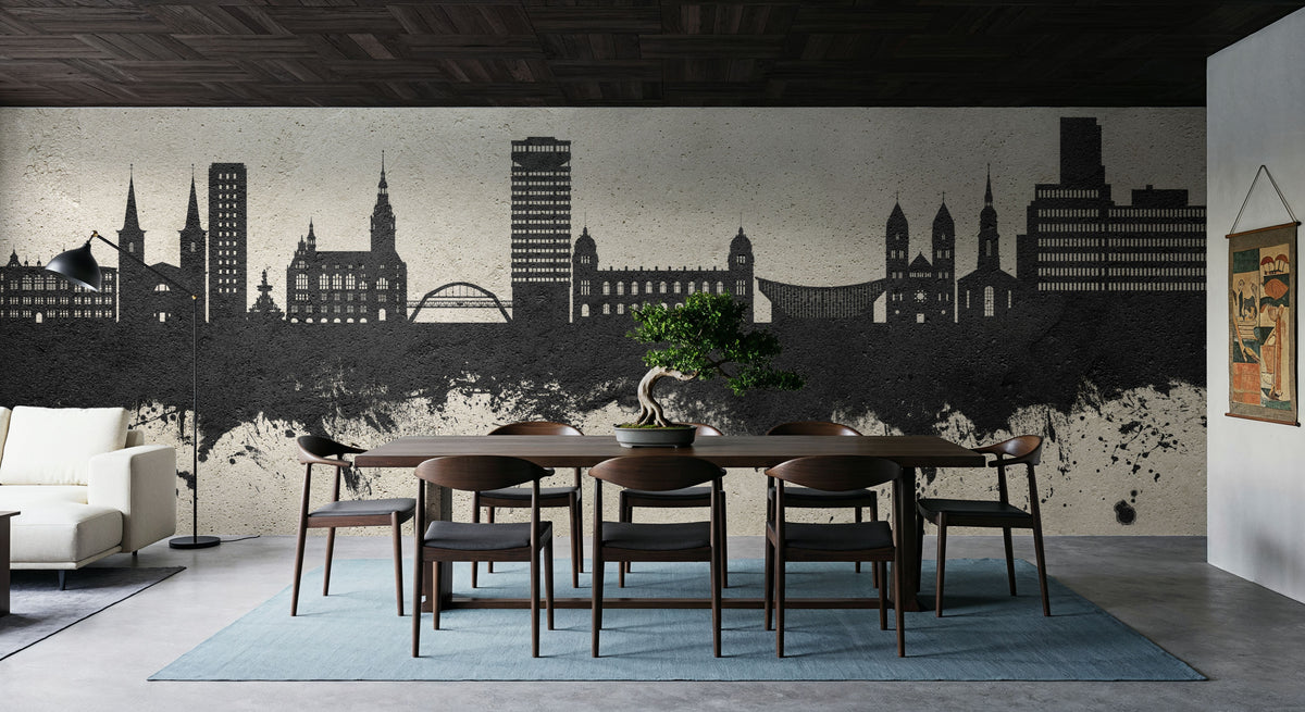 Wuppertal Germany Skyline Concrete Mural Wallpaper - room preview 03