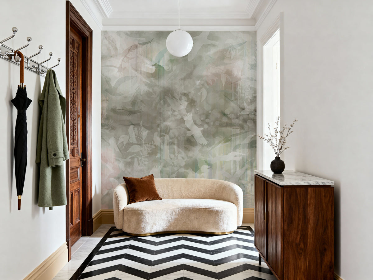 Birds of Freedom Brown Mural Wallpaper - room preview 03