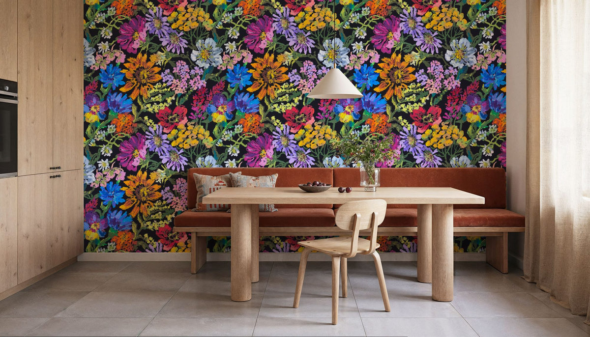 Meadow in Oil Pastel, Yellow Mural Wallpaper - room preview 03