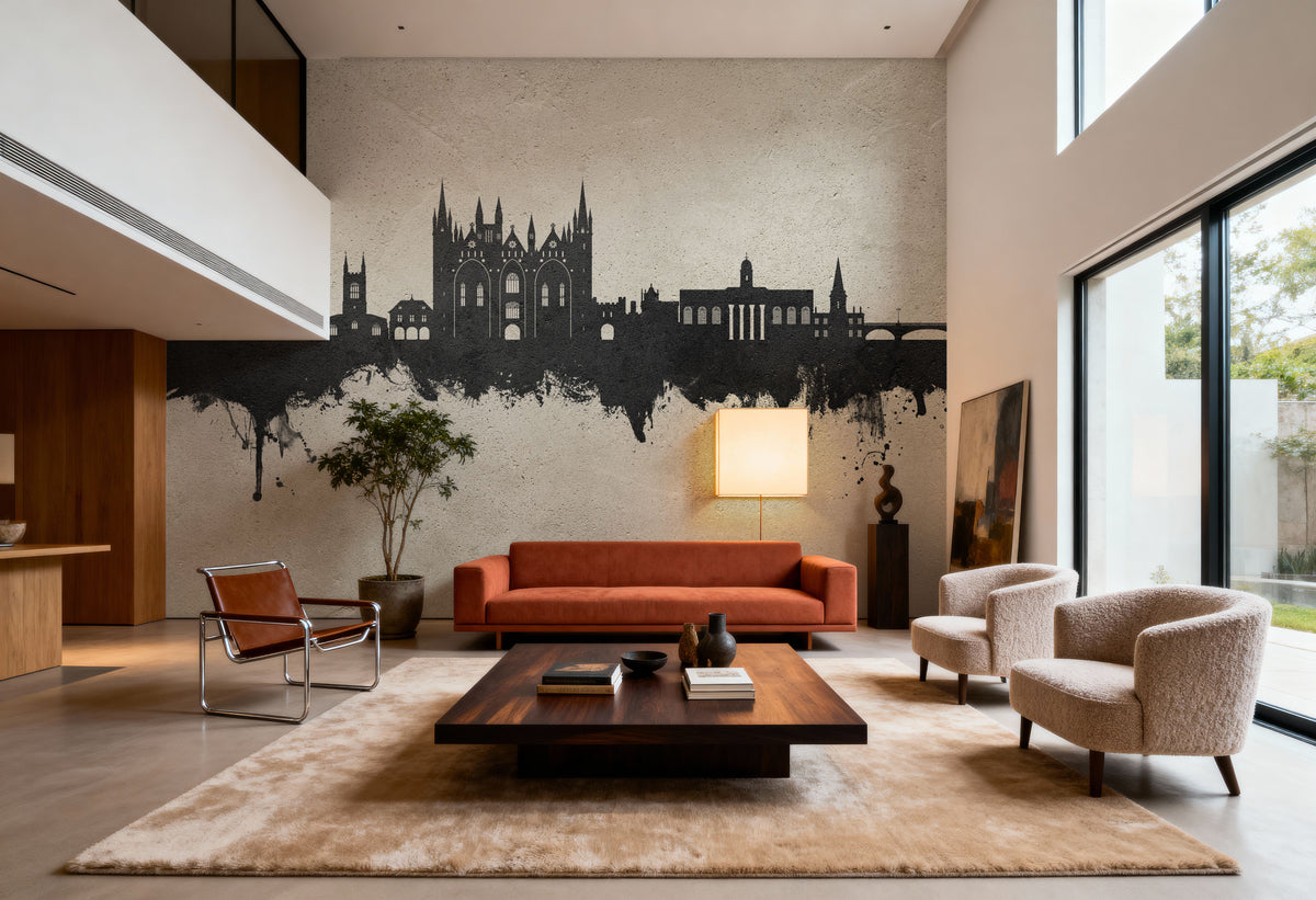 Peterborough England Skyline Concrete Mural Wallpaper - room preview 03