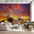 Blue Orange and Yellow Palms Mural Wallpaper - room preview 03