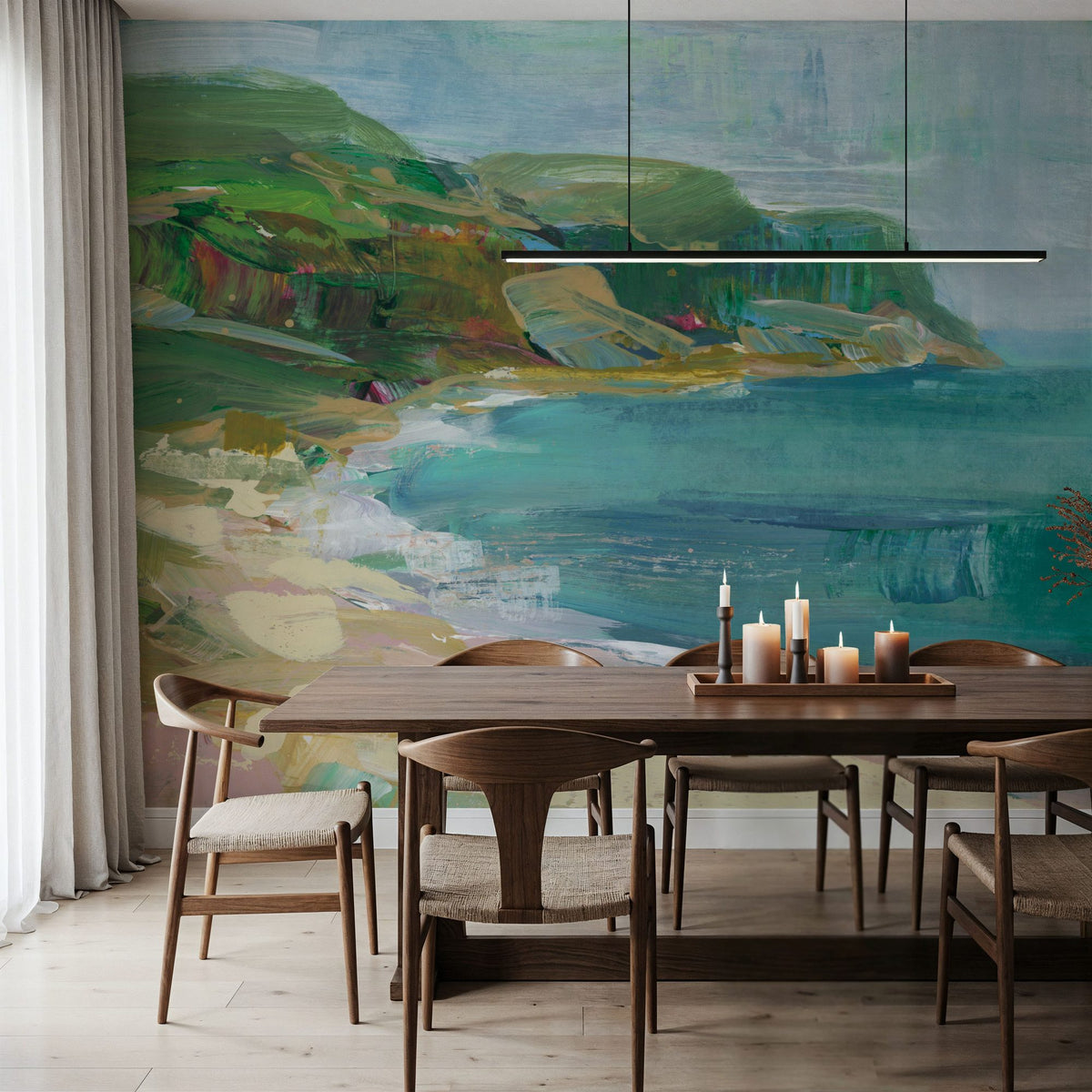 Painterly Beach Mural Wallpaper - room preview 03