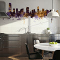 Jersey City New York Skyline Purple & Gold Mural Wallpaper - room preview 03