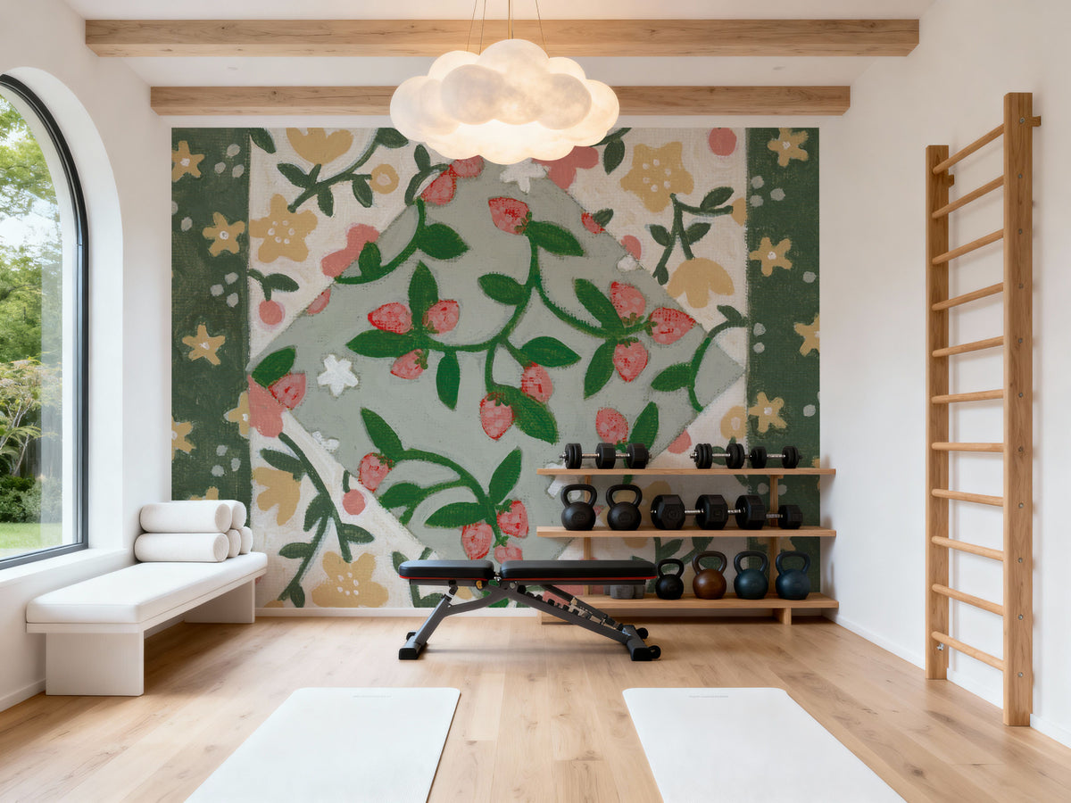 Quilted Floral II Mural Wallpaper - room preview 03
