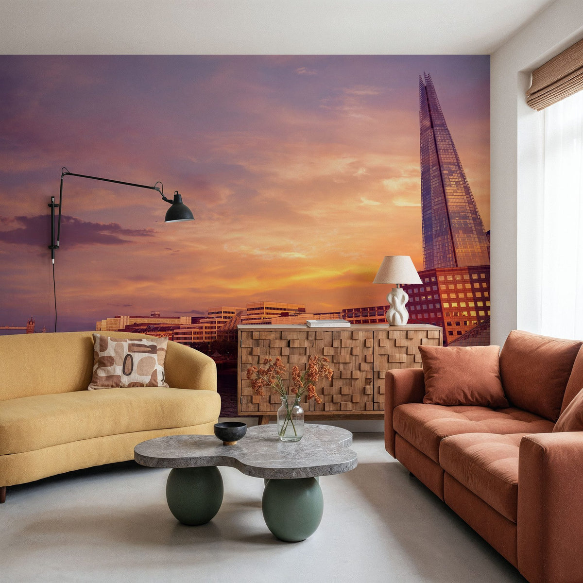Metropolitan Sunset Orange Mural Wallpaper - room preview 03