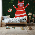 Mischief Kitty Christmas II Mural Wallpaper - room preview 03