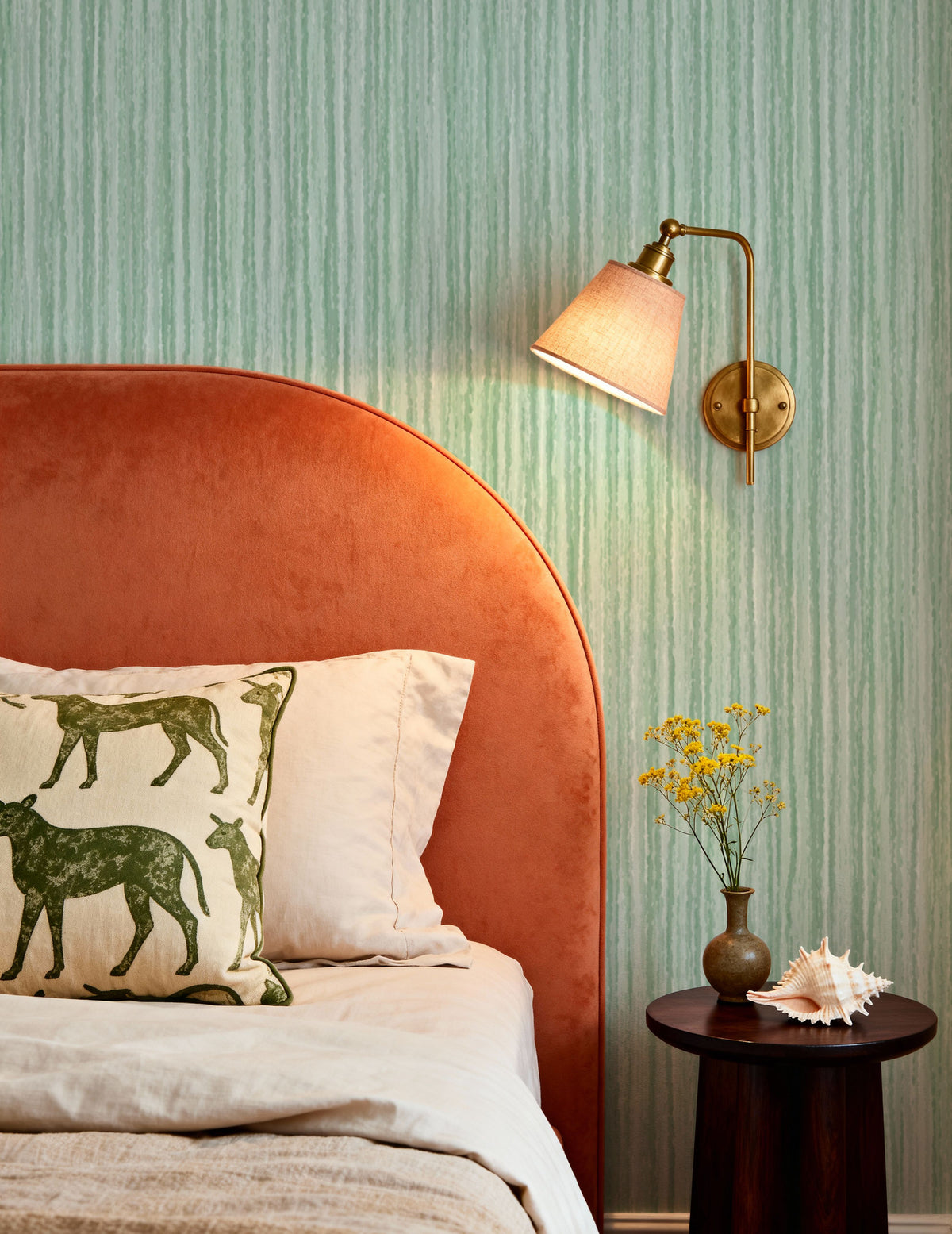 Textured Lines, Mint Mural Wallpaper - room preview 03