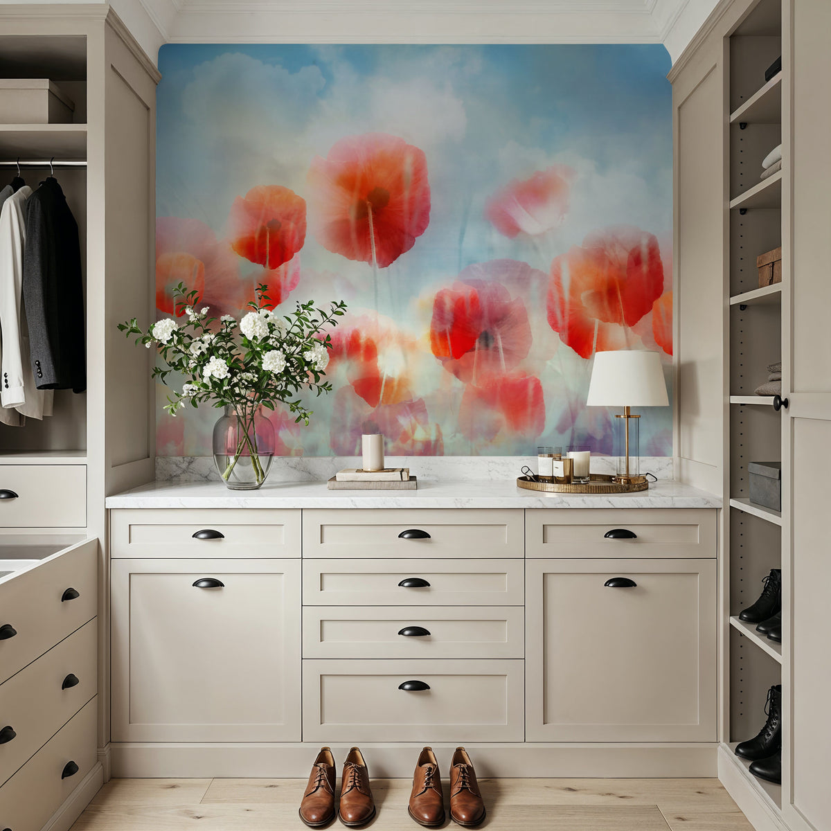 Poppies in a Field Mural Wallpaper - room preview 03