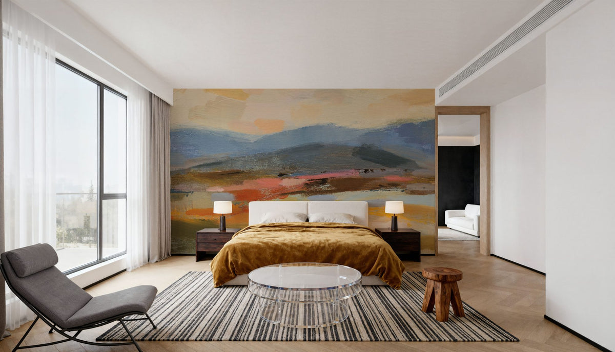 Distant Mountain I Mural Wallpaper - Red Tone - room preview 03