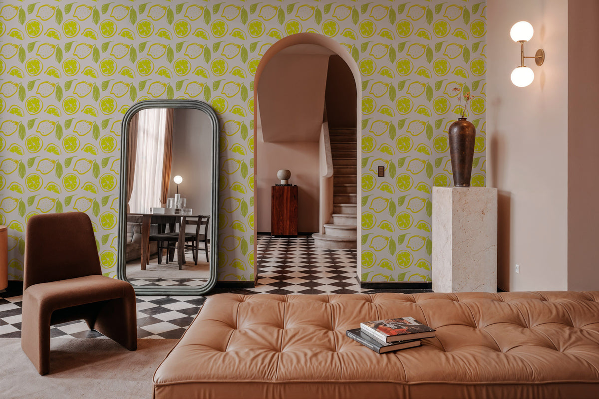 Summer Lemon Love on Repeat Mural Wallpaper - room preview 03