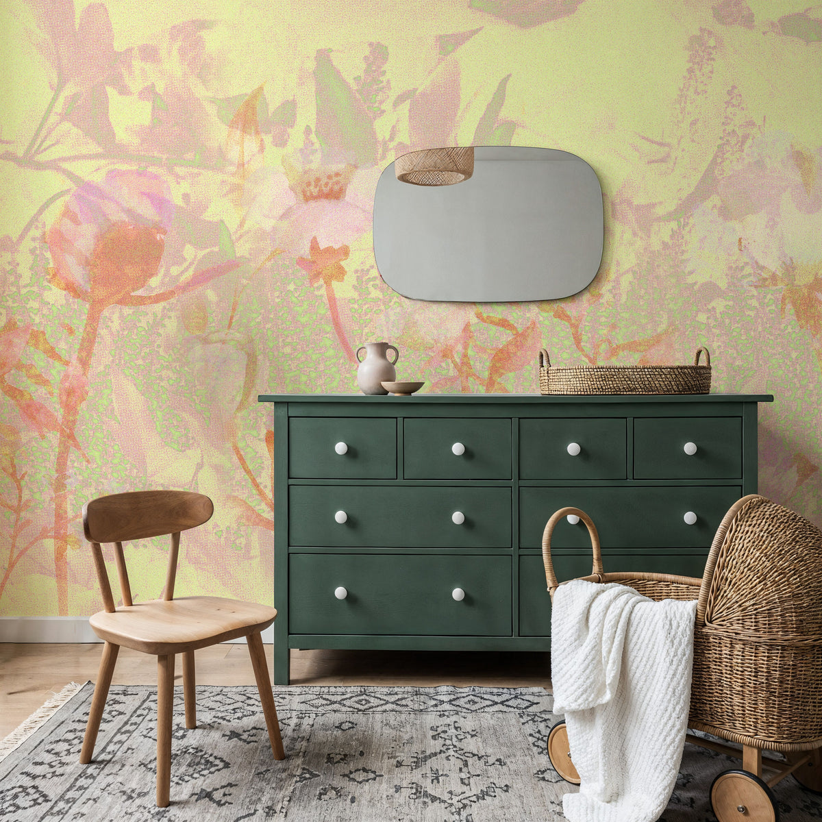 Dream Lupine, Butter Yellow Mural Wallpaper - room preview 03
