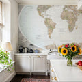 World Map Atlas Brown Mural Wallpaper - room preview 03