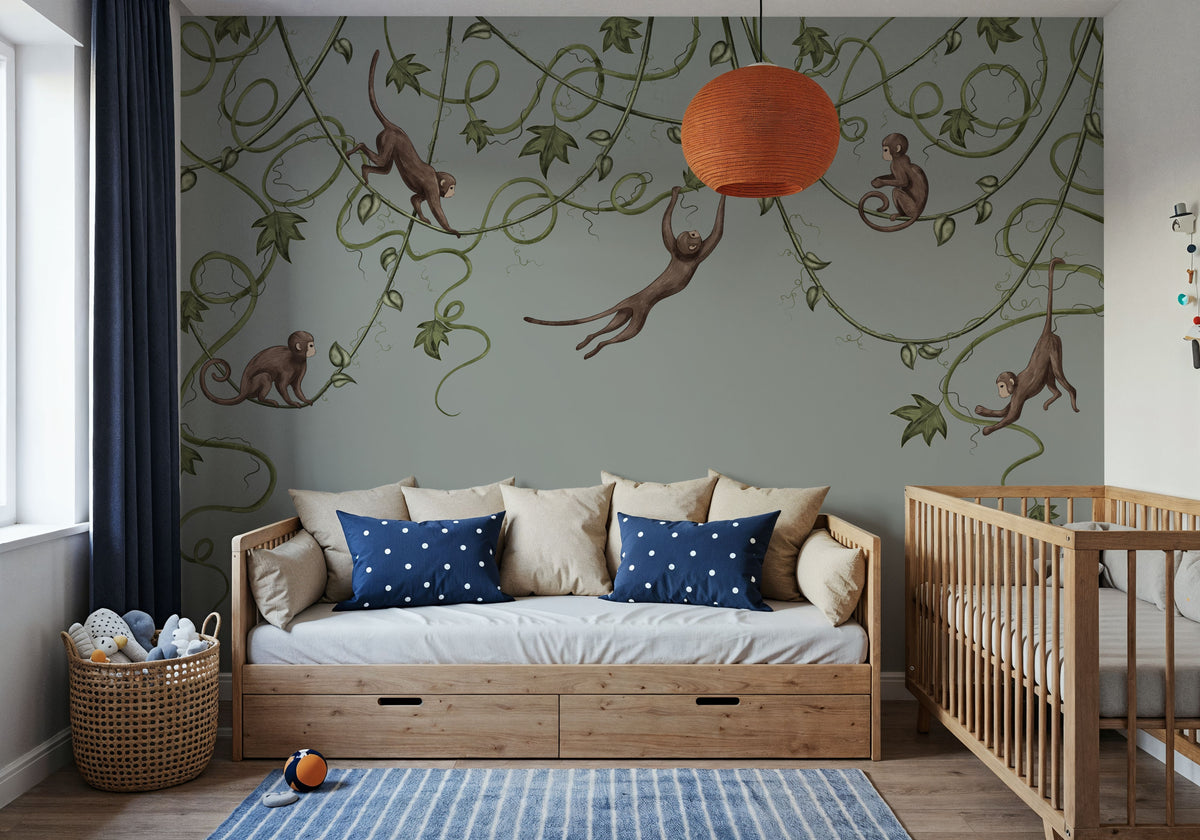 Monkey Jump, Laurel Mural Wallpaper - room preview 03
