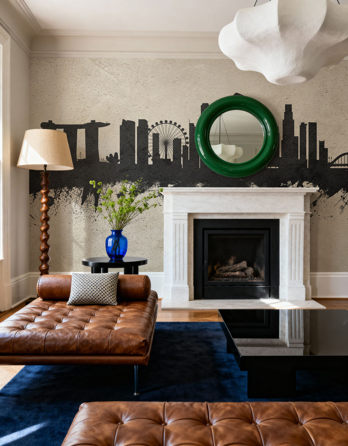Singapore Skyline Concrete Mural Wallpaper - room preview 03