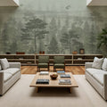 Misty Green Forest Mural Wallpaper - room preview 03