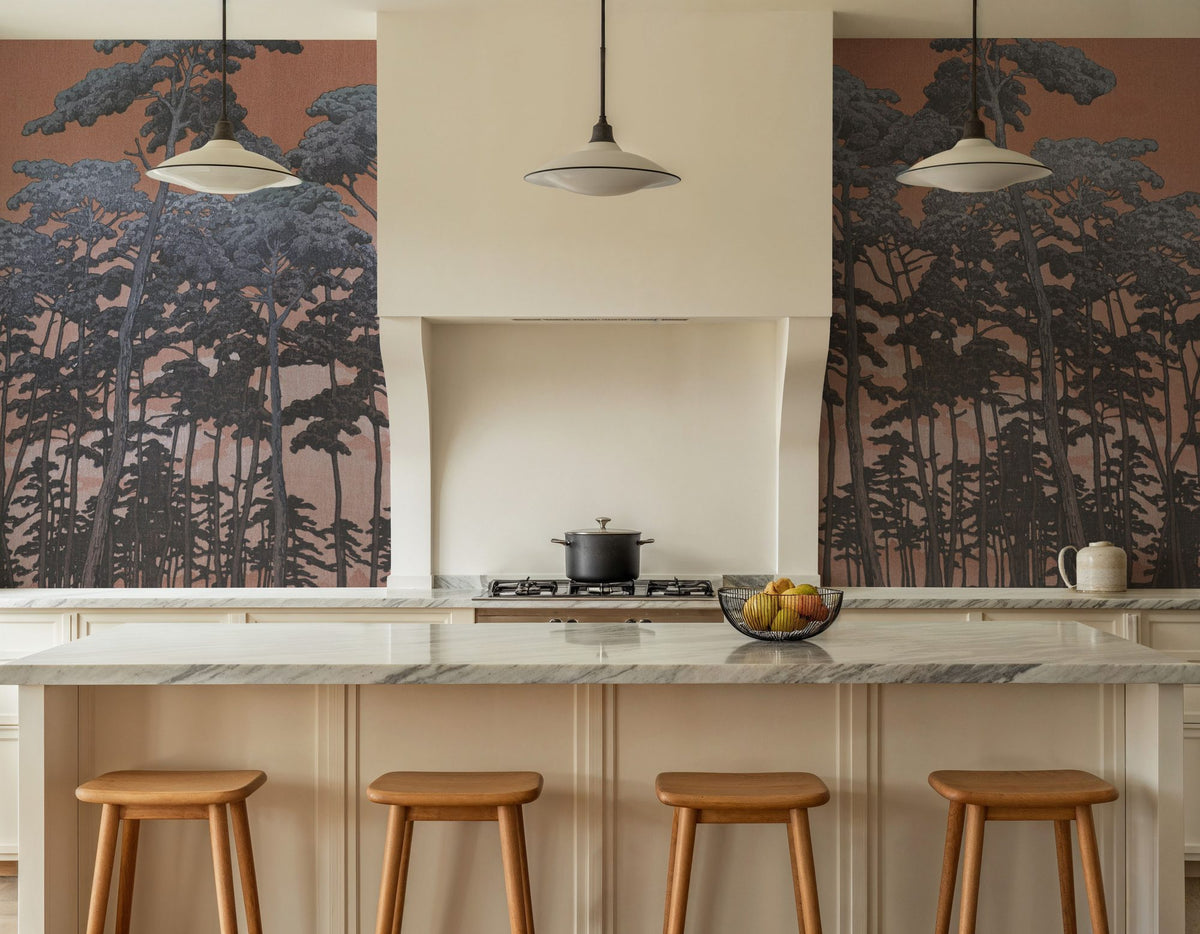 Tranquil Pinescape, Sunset Mural Wallpaper - room preview 03