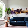 Ottowa Canada Skyline Purple & Gold Mural Wallpaper - room preview 03