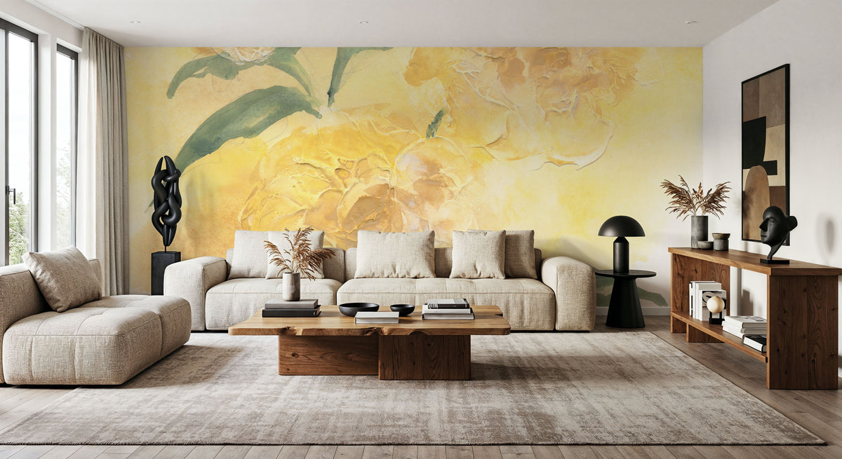 Dimensional Peony I Mural Wallpaper - room preview 03