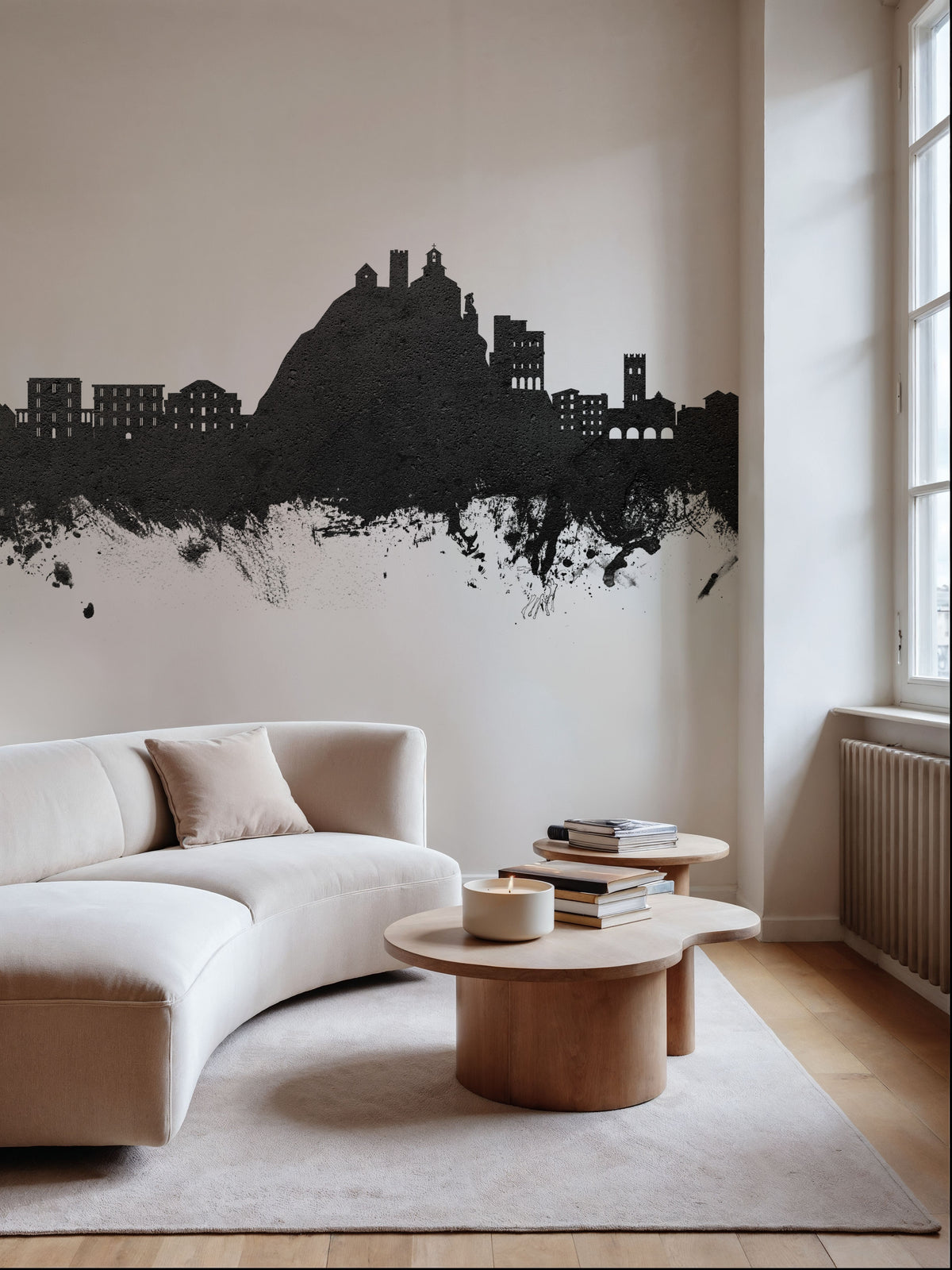 Monterosso Al Mare Italy Skyline Black & White Mural Wallpaper - room preview 03