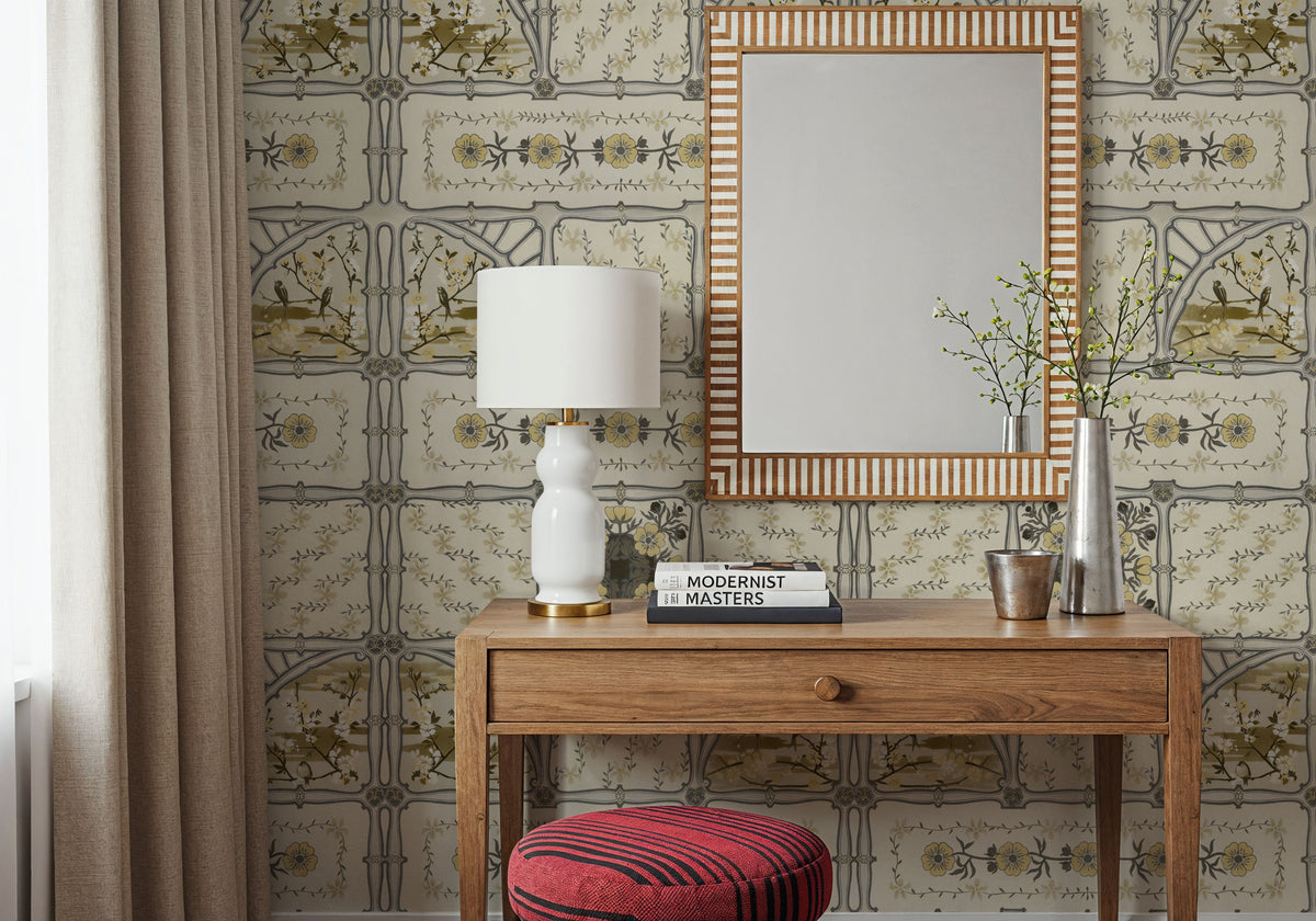 Sakura & Bird, Olive Mural Wallpaper - room preview 03