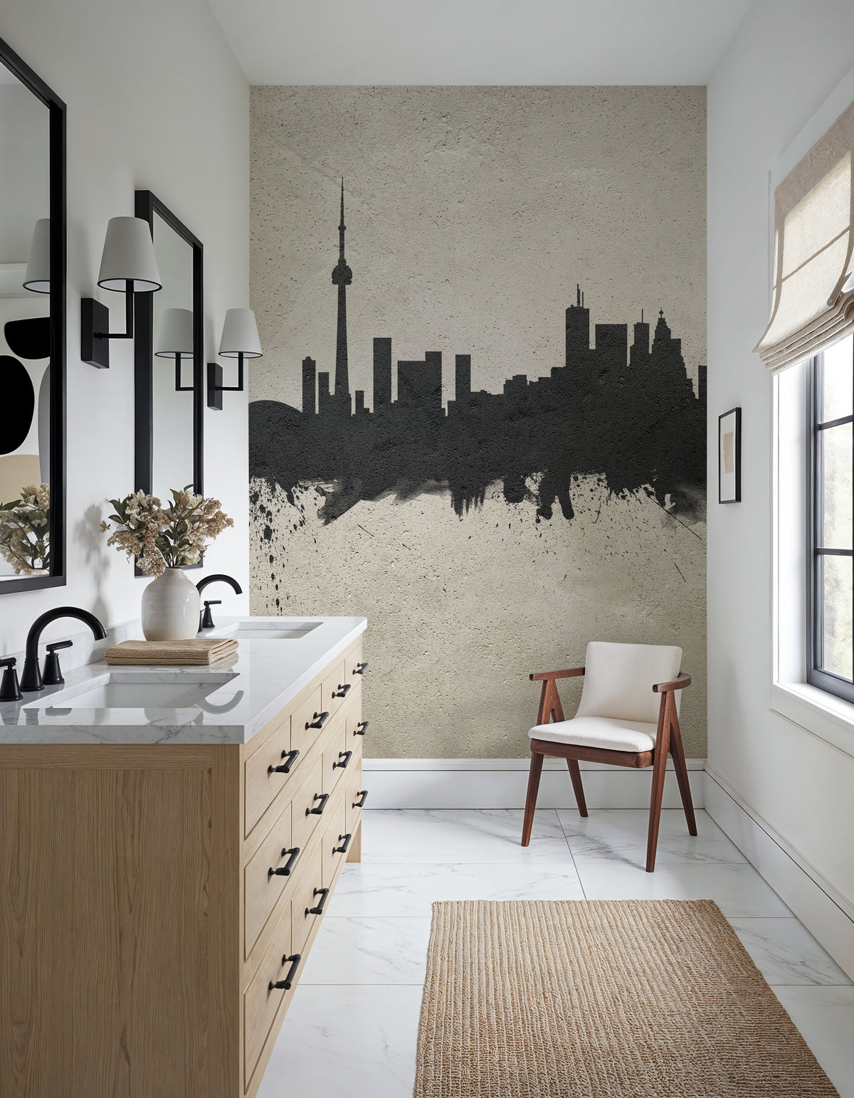 Toronto Canada Skyline Concrete Mural Wallpaper - room preview 03
