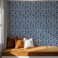 Hedge in Bloom, Indigo Blue Mural Wallpaper - room preview 03