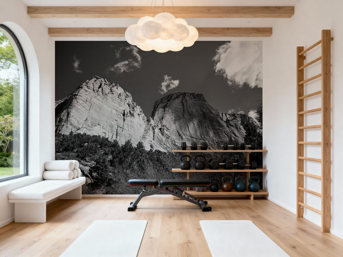 Kolob Canyons Black & White Mural Wallpaper - room preview 03