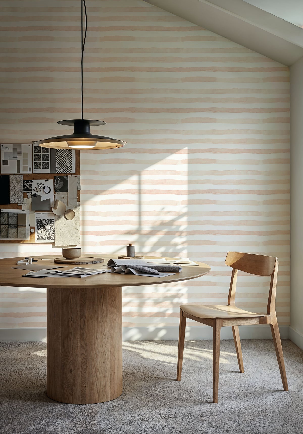 Watercolor Stripes Peach Mural Wallpaper - room preview 03