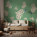 Birds Flying High, Emerald Mural Wallpaper - room preview 03
