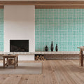 Mixed Turqouise Circles Inverse Mural Wallpaper - room preview 03