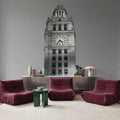Chicago River Walk BW Mural Wallpaper - room preview 03