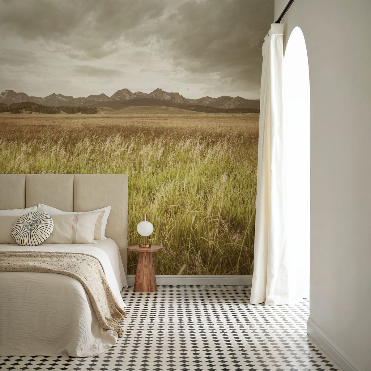 Sawtooth Mountains Panorama Mural Wallpaper - room preview 03