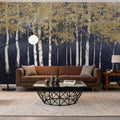 Shimmering Forest Indigo Mural Wallpaper - room preview 03