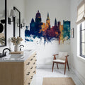 Nottingham England Skyline Blue & Bronze Mural Wallpaper - room preview 03