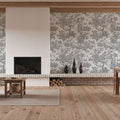 Patinated Linen Toile De Jouy, Stone Mural Wallpaper - room preview 03