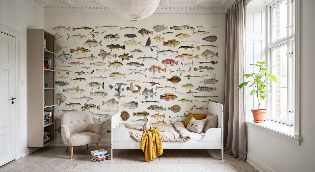 Southern Pacific Fishes Chart Mural Wallpaper - room preview 03