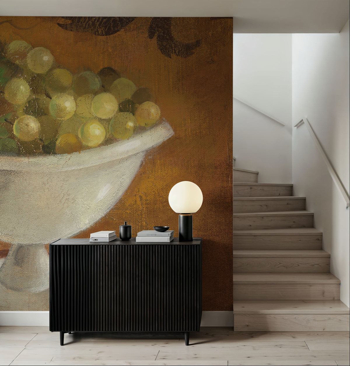 Grapes in Old Bowl Mural Wallpaper - room preview 03