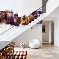 Milton Keynes England Skyline Purple & Gold Mural Wallpaper - room preview 03