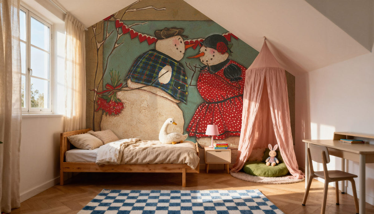 Seasonal Snowman II Mural Wallpaper - room preview 03