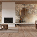 Golden Hydrangeas I White Mural Wallpaper - room preview 03