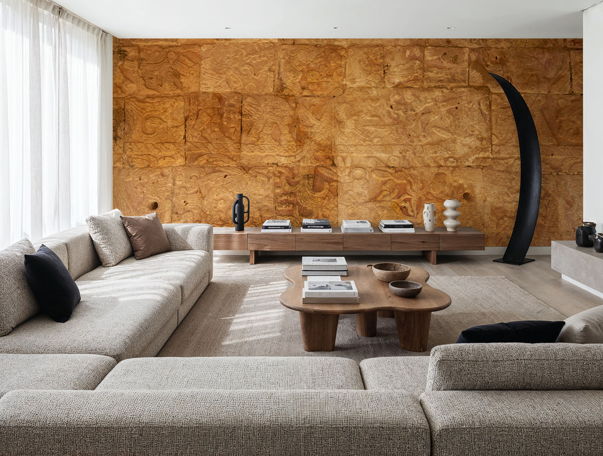 Temple Inscriptions Mural Wallpaper - room preview 03